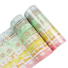 Load image into Gallery viewer, Little_Cute_Animals_Washi_Tape_Set_Zoo_Cat_Bear_Flamingo_Girl_15mm_8Rolls