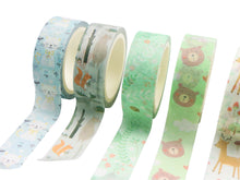 Load image into Gallery viewer, Little_Cute_Animals_Washi_Tape_Set_Zoo_Cat_Bear_Flamingo_Girl_15mm_8Rolls