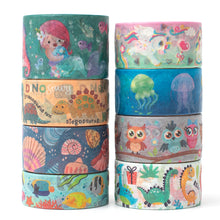 Load image into Gallery viewer, Luminous_Aniamls_Washi_Tape_Set_Diaosour_Fish_Colorful_Girl_25mm_8Rolls