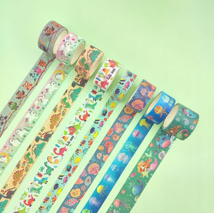 Luminous_Aniamls_Washi_Tape_Set_Diaosour_Fish_Colorful_Girl_25mm_8Rolls