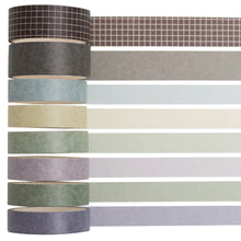 Load image into Gallery viewer, Milktea_Basic_Solid_Color_Washi_Tape_Set_Grid_Plaid_Nature_Morandi_15mm_8Rolls