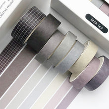 Load image into Gallery viewer, Milktea_Basic_Solid_Color_Washi_Tape_Set_Grid_Plaid_Nature_Morandi_15mm_8Rolls