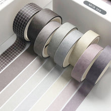 Load image into Gallery viewer, Milktea_Basic_Solid_Color_Washi_Tape_Set_Grid_Plaid_Nature_Morandi_15mm_8Rolls