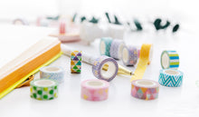 Load image into Gallery viewer, Mini_24Rolls_Washi_Tape_Micro_Small_Basic_Patterns_Macaron_10mm_3m