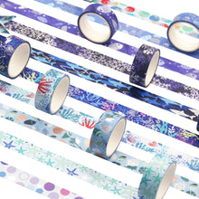 Load image into Gallery viewer, Ocean_Blue_Washi_Tape_Set_Silver_Girl_15mm_10Rolls