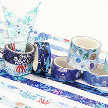 Load image into Gallery viewer, Ocean_Blue_Washi_Tape_Set_Silver_Girl_15mm_10Rolls
