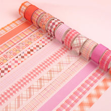 Load image into Gallery viewer, Pink_Grid_Washi_Tape_Set_Plaid_Basic_Pattern_Color_15mm_12Rolls
