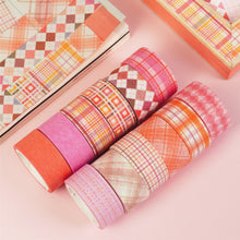 Load image into Gallery viewer, Pink_Grid_Washi_Tape_Set_Plaid_Basic_Pattern_Color_15mm_12Rolls