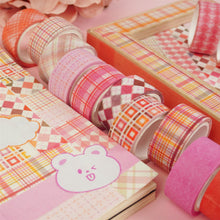 Load image into Gallery viewer, Pink_Grid_Washi_Tape_Set_Plaid_Basic_Pattern_Color_15mm_12Rolls
