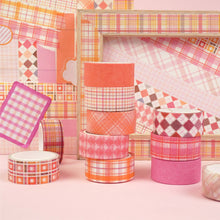 Load image into Gallery viewer, Pink_Grid_Washi_Tape_Set_Plaid_Basic_Pattern_Color_15mm_12Rolls