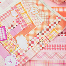 Load image into Gallery viewer, Pink_Grid_Washi_Tape_Set_Plaid_Basic_Pattern_Color_15mm_12Rolls