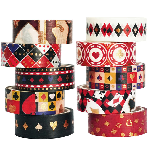    Playing_Cards_Washi_Tape_Set_Gold_Poker_Jack_Club_Girl_15mm_10Rolls