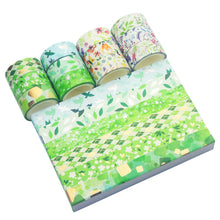 Load image into Gallery viewer, Poetic_Green_Gold_Washi_Tape_Set_Colorful_Girl_15mm_12Rolls