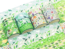 Load image into Gallery viewer, Poetic_Green_Gold_Washi_Tape_Set_Colorful_Girl_15mm_12Rolls