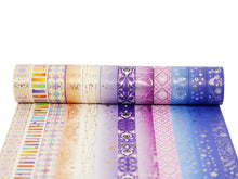 Load image into Gallery viewer, Poetic_Purple_Gold_Washi_Tape_Set_Colorful_Girl_15mm_12Rolls