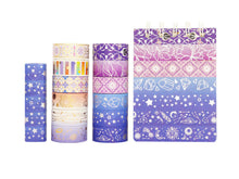 Load image into Gallery viewer, Poetic_Purple_Gold_Washi_Tape_Set_Colorful_Girl_15mm_12Rolls