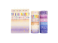Load image into Gallery viewer, Poetic_Purple_Gold_Washi_Tape_Set_Colorful_Girl_15mm_12Rolls
