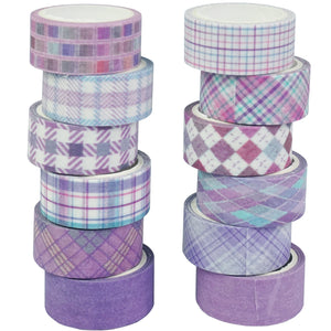 Purple_Grid_Washi_Tape_Set_Plaid_Basic_Pattern_Color_15mm_12Rolls