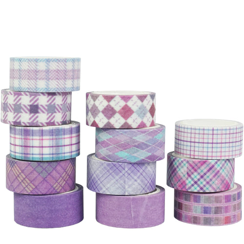 Purple_Grid_Washi_Tape_Set_Plaid_Basic_Pattern_Color_15mm_12Rolls