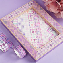 Load image into Gallery viewer, Purple_Grid_Washi_Tape_Set_Plaid_Basic_Pattern_Color_15mm_12Rolls