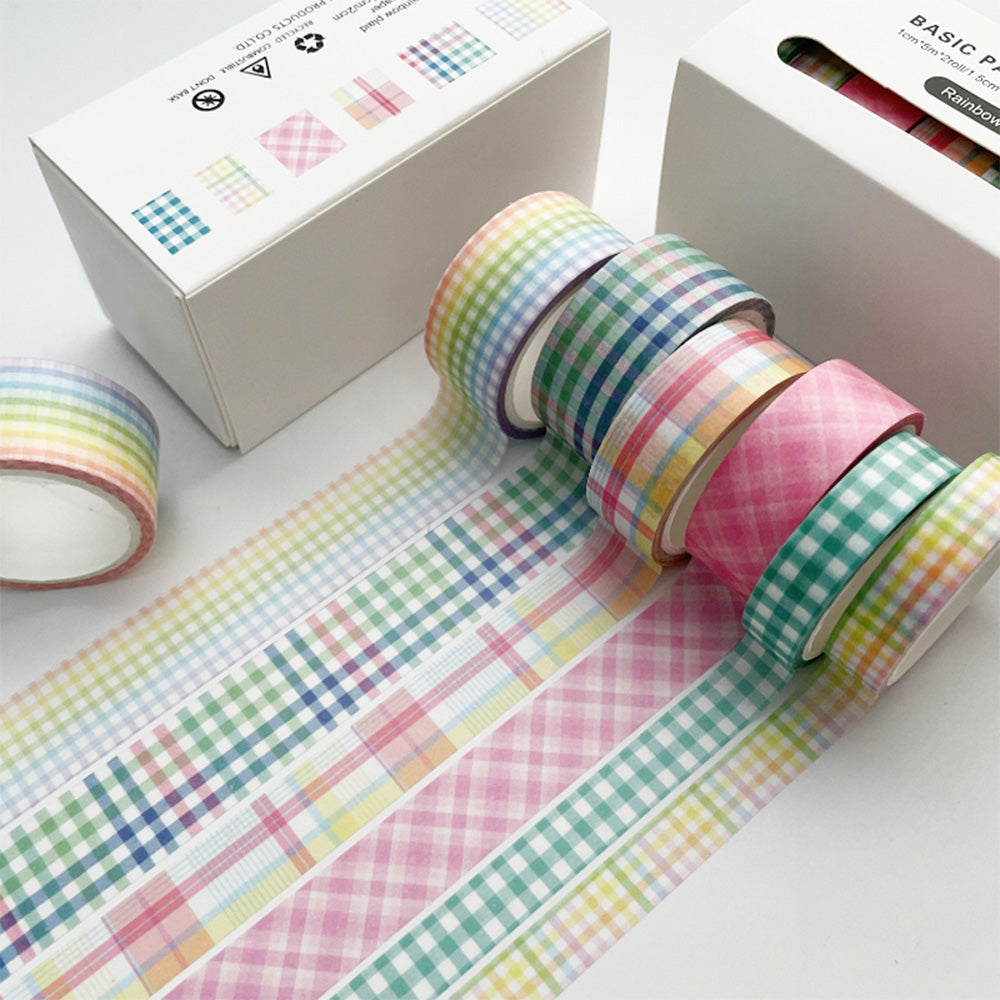 Creative Plaid 6 Rolls Washi Tape Rainbow YUBBAEX