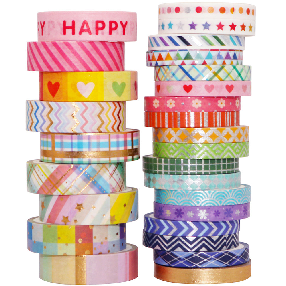 Rainbow_Lollipop_Gold_Washi_Tape_Set_Skinny_Pink_10mm_27Rolls