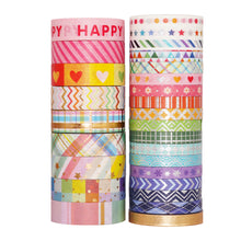 Load image into Gallery viewer, Rainbow_Lollipop_Gold_Washi_Tape_Set_Skinny_Pink_10mm_27Rolls