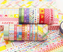 Load image into Gallery viewer, Rainbow_Lollipop_Gold_Washi_Tape_Set_Skinny_Pink_10mm_27Rolls