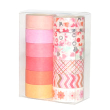 Load image into Gallery viewer, Red_Pink_Gold_Washi_Tape_Set_Colorful_Girl_15mm_12Rolls