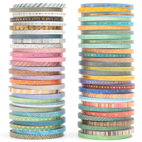      Skinny_Gold_Washi_Tape_Set_Colorful_Morandi_Rainbow_Holiday_Basic_Patterns_3mm_60Rolls