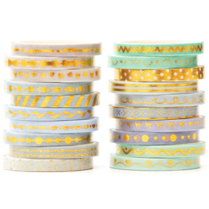    Skinny_Gold_Washi_Tape_Set_Pearl_Thin_Silver_Glitter_Color_5mm_20Rolls