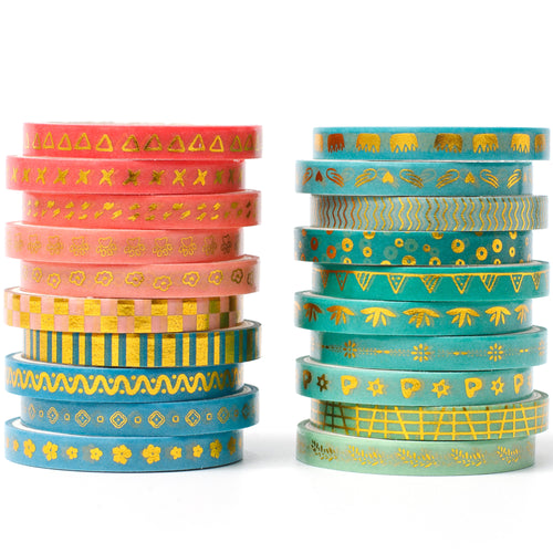      Skinny_Gold_Washi_Tape_Set_Pearl_Thin_Silver_Glitter_Color_5mm_20Rolls