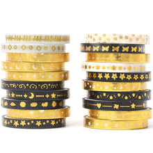 Load image into Gallery viewer,        Skinny_Gold_Washi_Tape_Set_Pearl_Thin_Silver_Glitter_Color_5mm_20Rolls