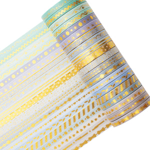    Skinny_Gold_Washi_Tape_Set_Pearl_Thin_Silver_Glitter_Color_5mm_20Rolls