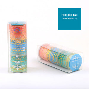      Skinny_Gold_Washi_Tape_Set_Pearl_Thin_Silver_Glitter_Color_5mm_20Rolls