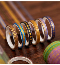 Load image into Gallery viewer,    Skinny_Gold_Washi_Tape_Set_Pearl_Thin_Silver_Glitter_Color_5mm_20Rolls