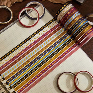    Skinny_Gold_Washi_Tape_Set_Pearl_Thin_Silver_Glitter_Color_5mm_20Rolls