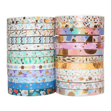 Load image into Gallery viewer, Skinny_Gold_Washi_Tape_Set_Thin_Foil_5mm_24Rolls