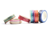 Load image into Gallery viewer, Skinny_Gold_Washi_Tape_Set_Thin_Geometric_Foil_3mm_24Rolls