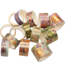 Load image into Gallery viewer, Splendid_Embroidery_Totem_Gold_Washi_Tape_Set_Wide_Flowers_Color_20mm_15Rolls