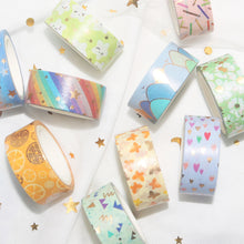 Load image into Gallery viewer, Spring_Gold_Washi_Tape_Set_Colorful_Girl_15mm_12Rolls