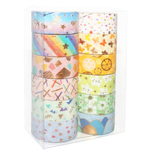 Load image into Gallery viewer, Spring_Gold_Washi_Tape_Set_Colorful_Girl_15mm_12Rolls