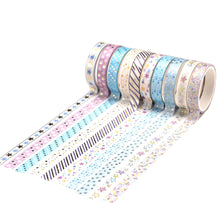 Load image into Gallery viewer, Stars_Gold_Washi_Tape_Set_Skinny_Foil_8mm_10Rolls