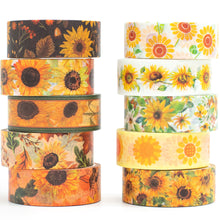 Load image into Gallery viewer,      Sunflower_Washi_Tape_Set_Orange_Yellow_Holiday_floral_15mm_10Rolls