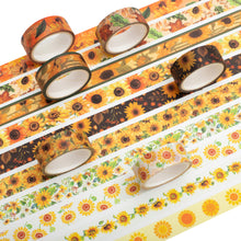Load image into Gallery viewer,      Sunflower_Washi_Tape_Set_Orange_Yellow_Holiday_floral_15mm_10Rolls