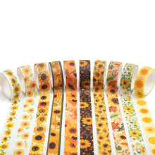Load image into Gallery viewer,      Sunflower_Washi_Tape_Set_Orange_Yellow_Holiday_floral_15mm_10Rolls