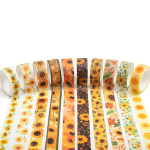      Sunflower_Washi_Tape_Set_Orange_Yellow_Holiday_floral_15mm_10Rolls