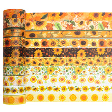 Load image into Gallery viewer,      Sunflower_Washi_Tape_Set_Orange_Yellow_Holiday_floral_15mm_10Rolls