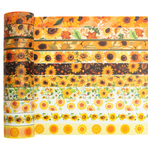      Sunflower_Washi_Tape_Set_Orange_Yellow_Holiday_floral_15mm_10Rolls