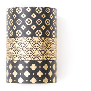    Veins_Ancient_Treasure_Gold_Washi_Tape_Set_Wide_Flowers_Silver_Glitter_Color_15mm_3Rolls